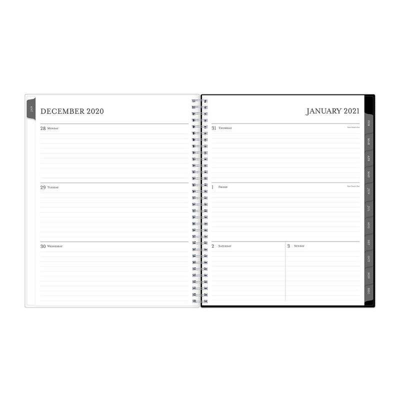 2021 Planner 8.5" x 11" Clear Plastic Cover Weekly/Monthly Wirebound Wild Blooms Black & White - Blue Sky