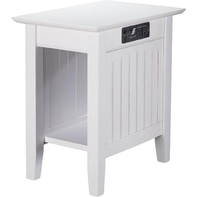 Atlantic Furniture AH13312 Nantucket Chair Side Table with Charger, White