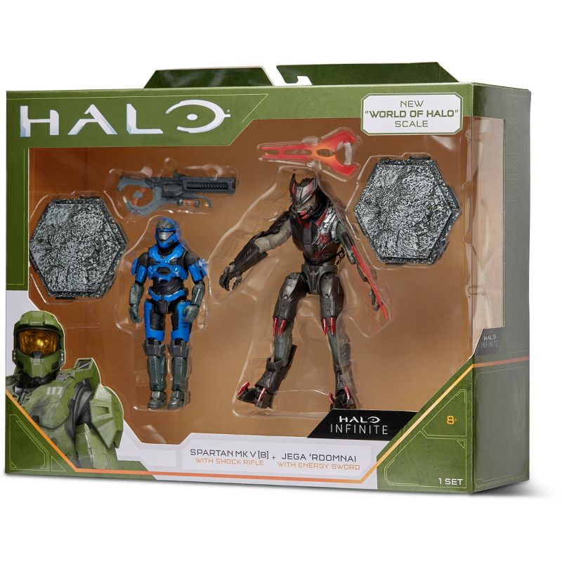 HALO - 2 Figure Pack (4" Heroes and Villains Figures) - Spartan Mk. V vs. Jega Rdomnai