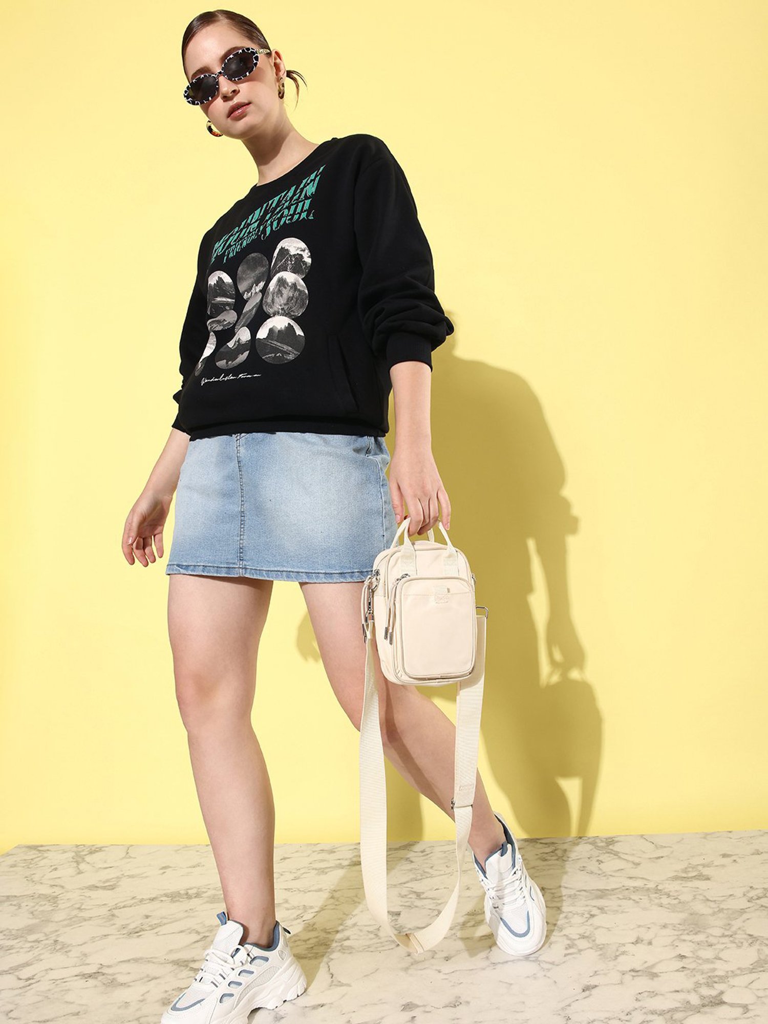 Difference of Opinion Black Fleece Graphic Print Oversized Sweatshirt