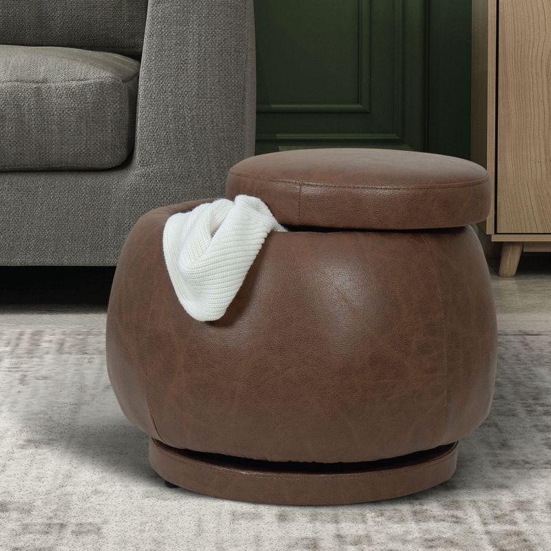 eLuxury Leatherette Swivel Storage Ottoman