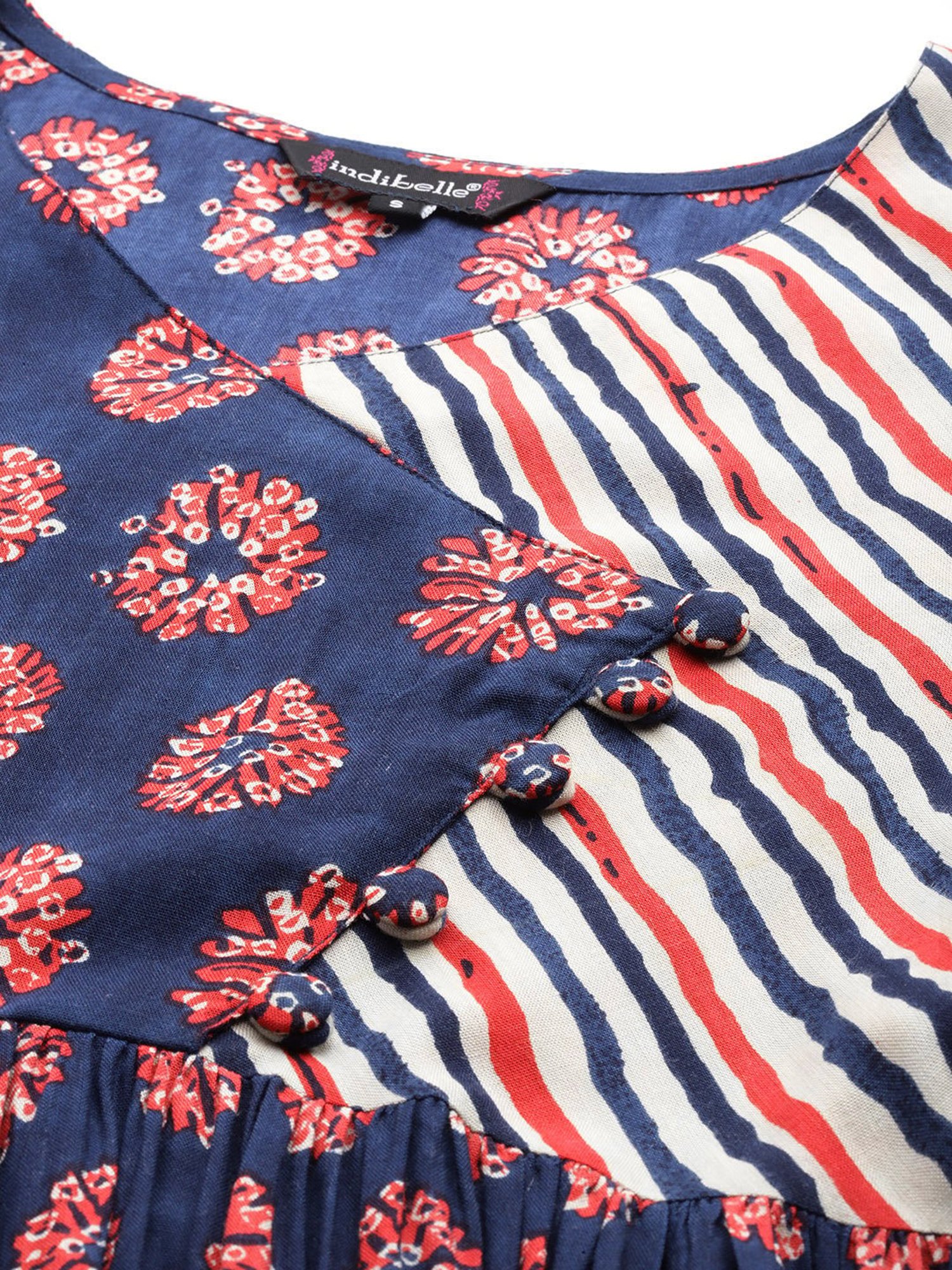 Indibelle Blue Floral Ethnic Dress