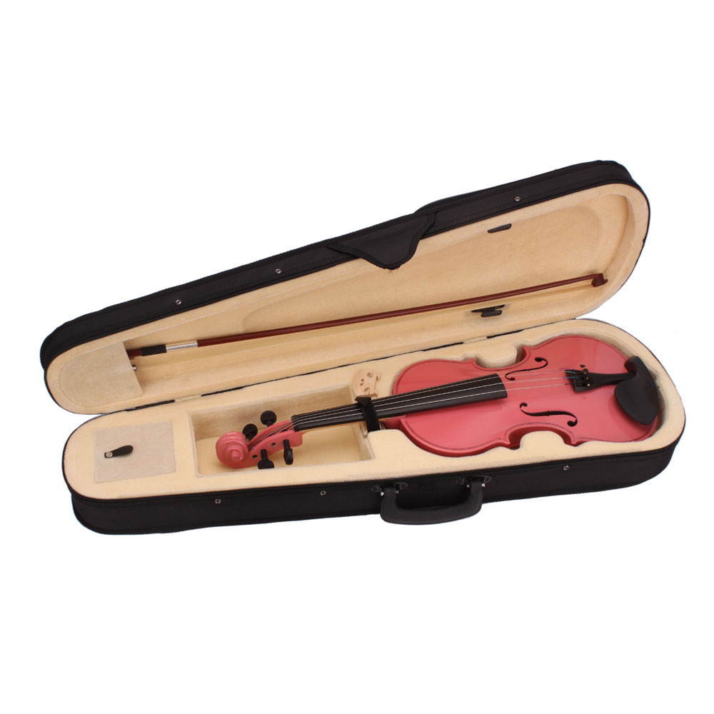 1/4 Size Acoustic Violin Fiddle w/ Case Bow Pink for Children Kids Students