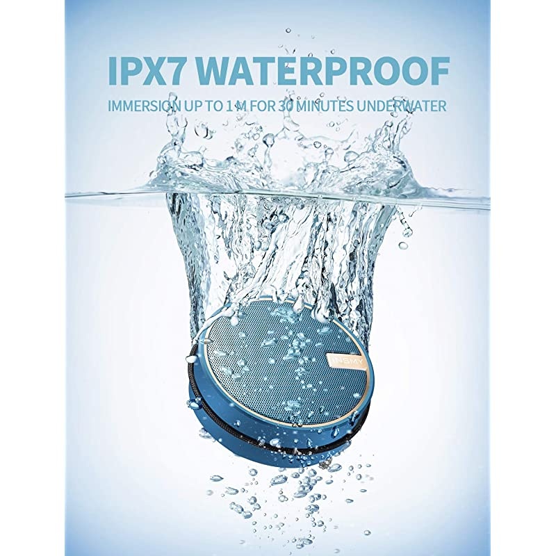 Portable IPX7 Waterproof Bluetooth Speaker Wireless Outdoor Speaker Shower Speaker with HD Sound Support TF Card Suction Cup 12H Playtime for Kayaking Boating Hiking Navy