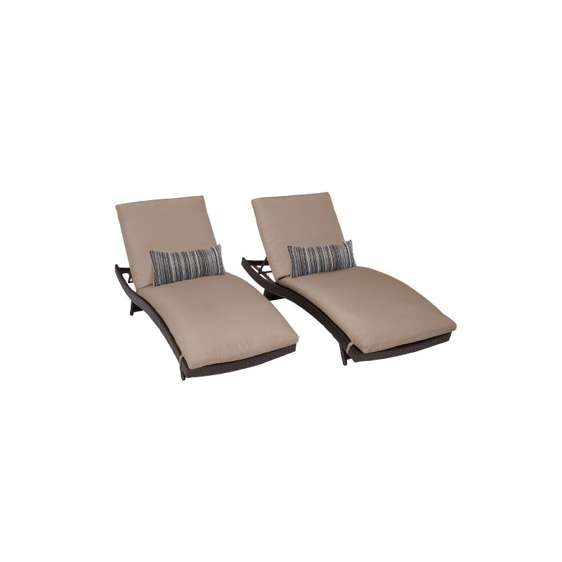 Bali 2pk Patio Chaise Lounges with Cushions - Wheat - TK Classics