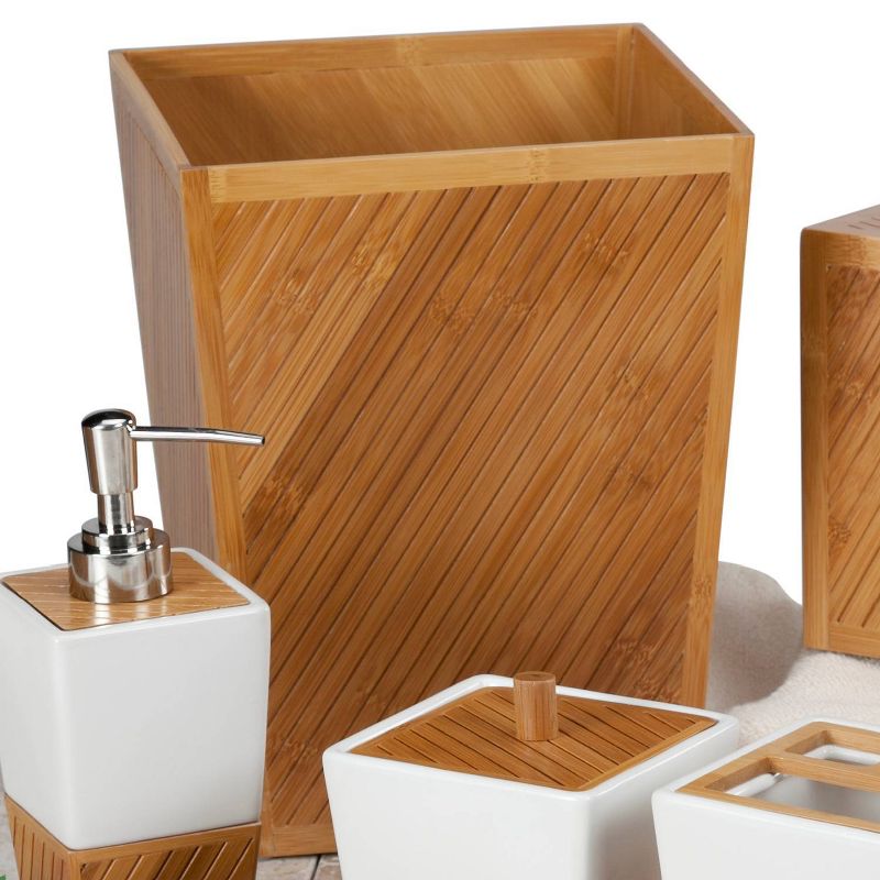 Spa Bamboo Bathroom Wastebasket Bamboo Light Brown - Creative Bath