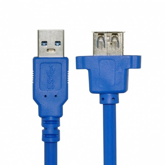 Cablecc USB 3.0 A Type Male to Female Extension Cable with Panel Mount Screws Holes