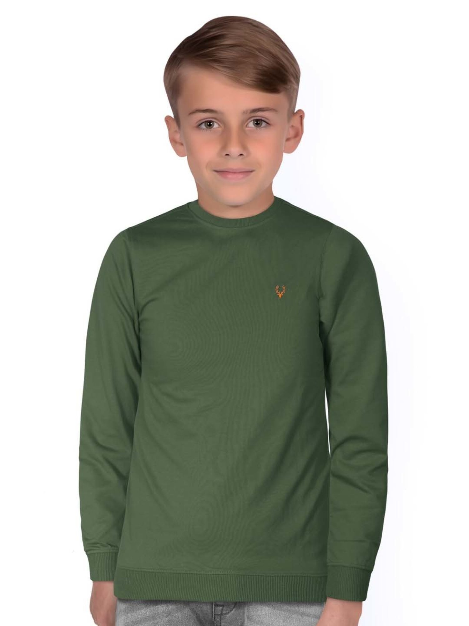 Allen Solly Junior Olive Logo Full Sleeves Sweatshirt