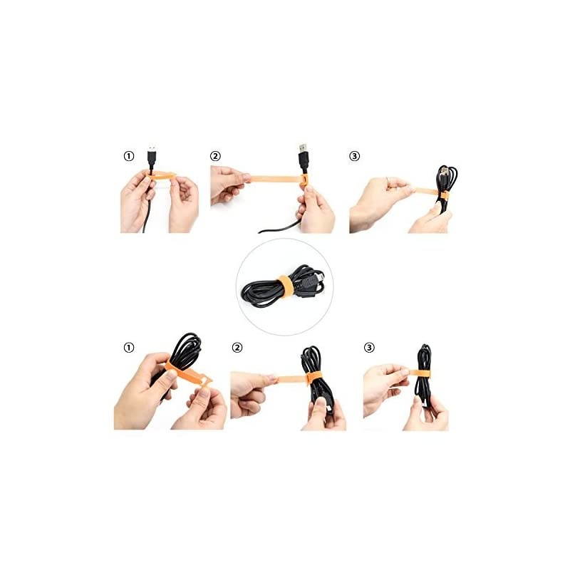 Reusable Fastening Cable Ties 20 Pcs 4 Inch Microfiber Cloth Hook and Loop Cord Management Wire Organizer Straps Assorted Colors