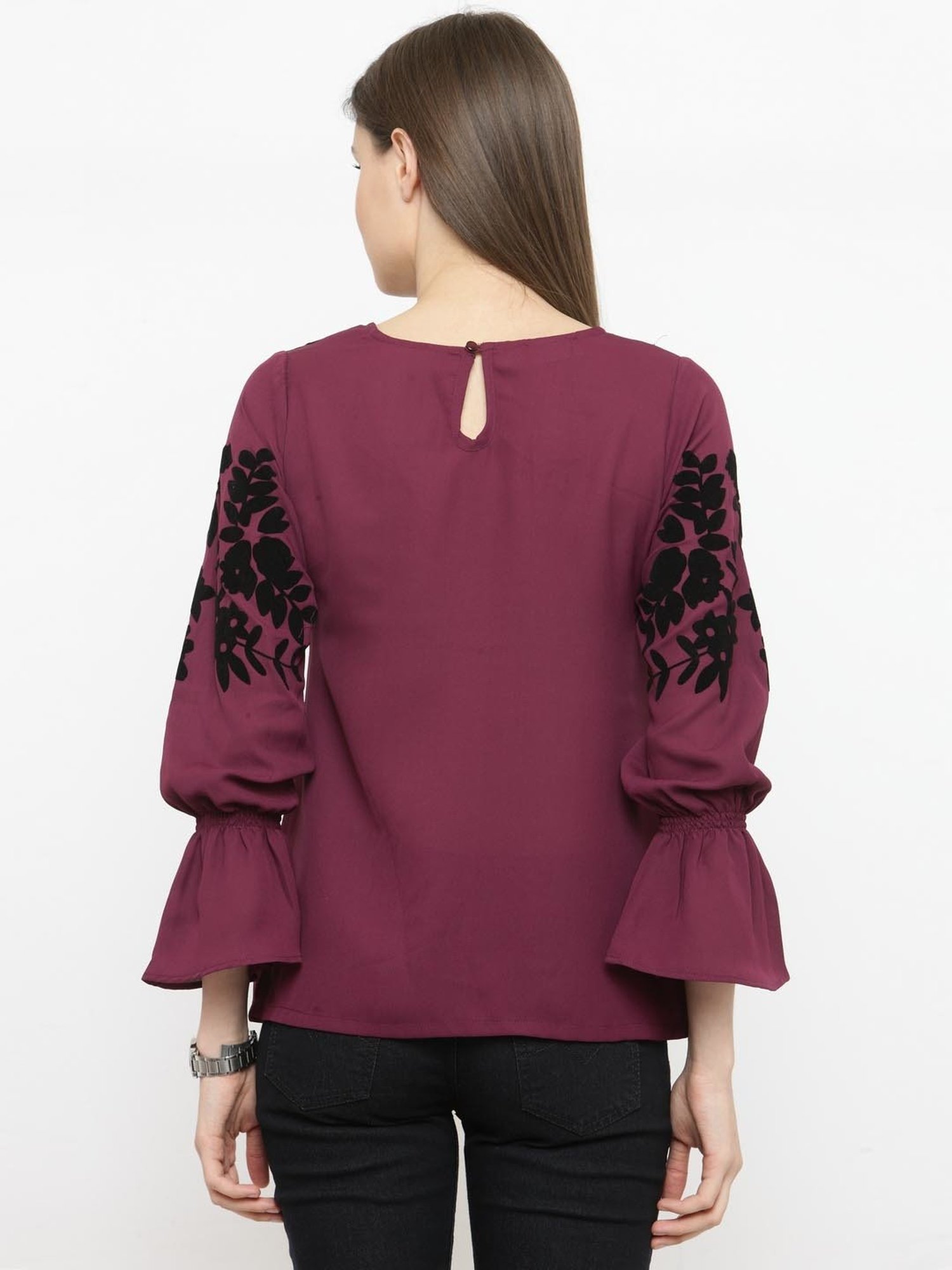 Melon by PlusS Burgundy Floral Print Top