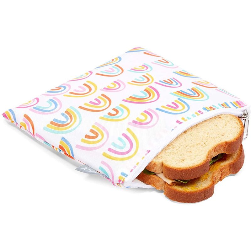 Juvale 5 Pack Resealable Plastic Bags, Colorful Rainbow Reusable Snack Bags with Zipper (3 Sizes)