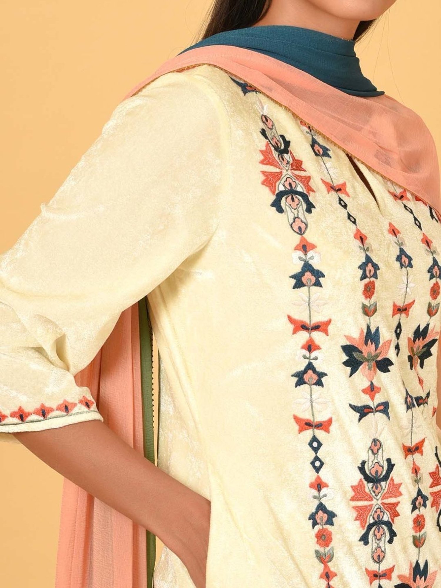 Nuhh Ecru Kurta With Pant & Dupatta