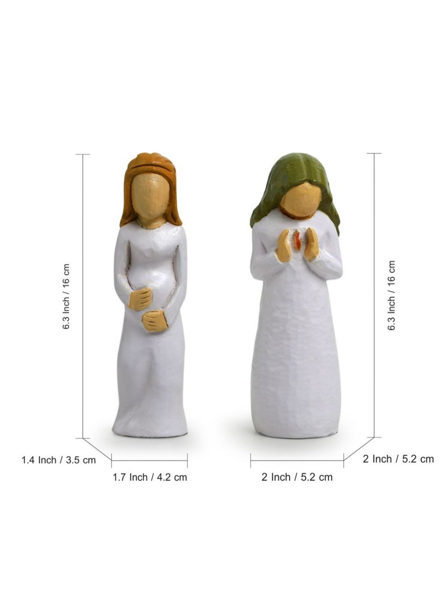 ExclusiveLane Hand-painted Multicolor Chedar Wood A New Life Showpiece - Set of 2