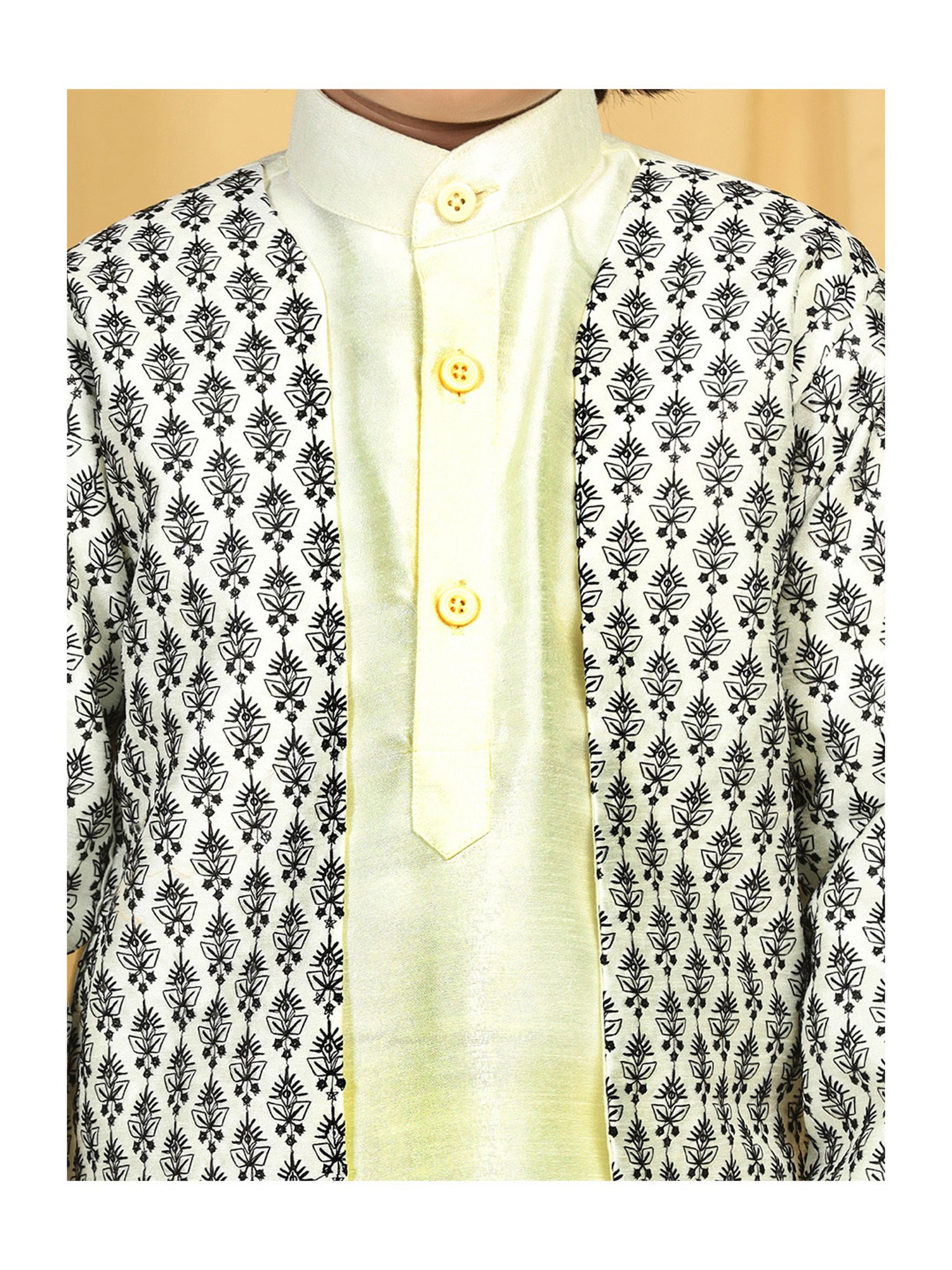 AJ Dezines Kids Black Embellished Full Sleeves Sherwani with Pants