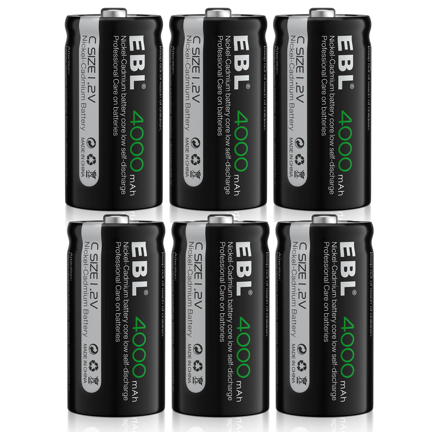 EBL 8PCS  Rechargeable C Battery High Performance Ni-Cd Battery 4000mAh