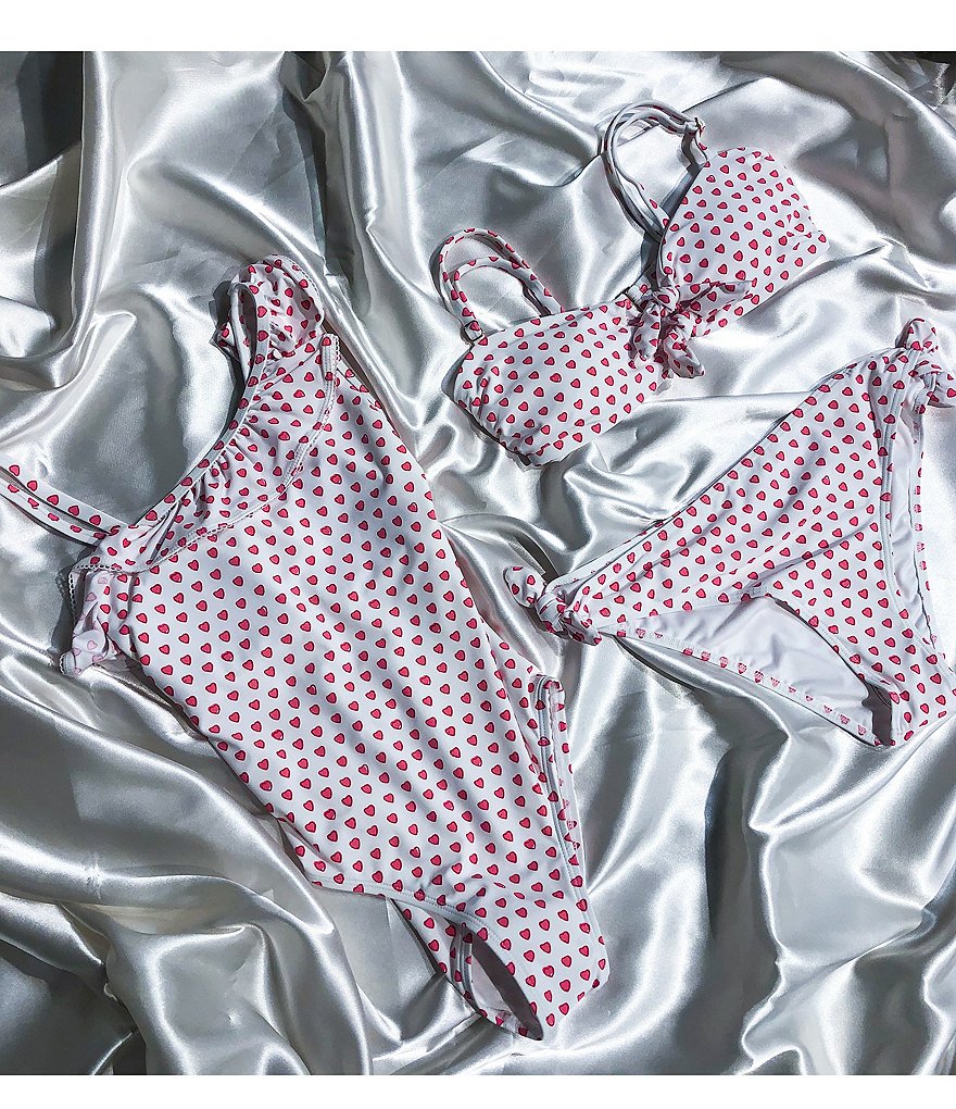 Roller Rabbit Hearts Tie Front Bandeau Swim Top