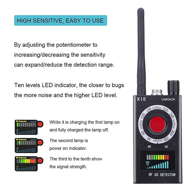 RF Signal Scanner Radio Antispy Hidden Camera Detector GSM Audio Wireless Bug Signal Alarm Sweeper Finder GPS Tracker US Plug