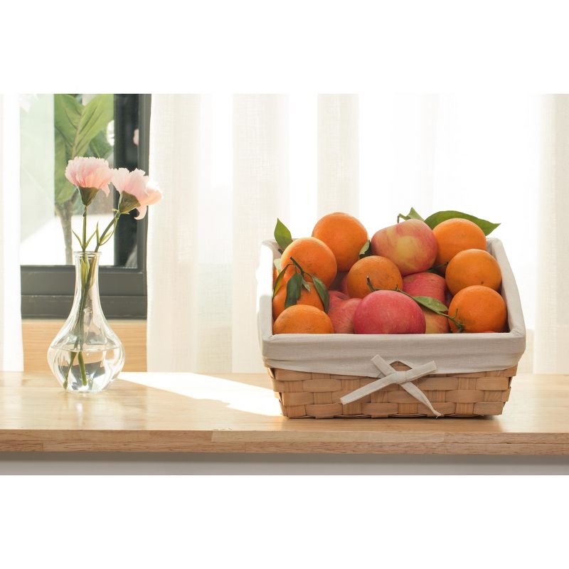 Vintiquewise Wooden Angled Display Basket with Fabric Liner for Storage and Display