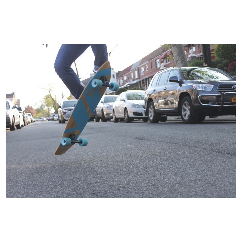 Quest Super Cruiser REMIX 36" Longboard Skateboard - Aqua Blue/Wood