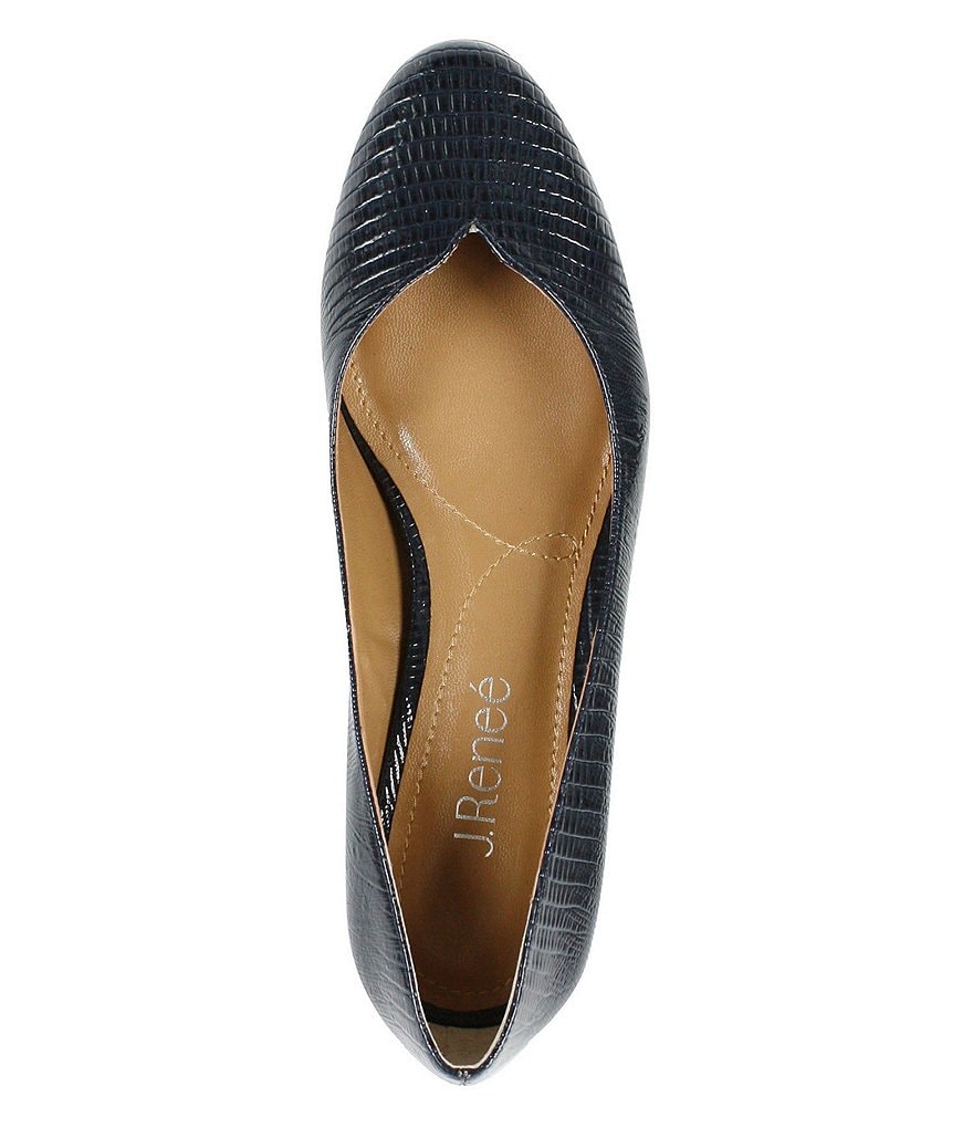 J. Renee Bambalina Lizard Print Patent Leather Block Heel Pumps