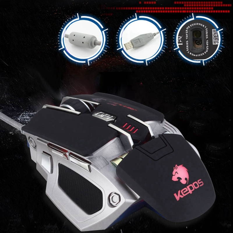 KCPDS Gaming Mouse Ergonomic Wired Mouse 7-Key RGB LED 3200 DPI USB Computer Mouse Wired Gaming Mouse with Backlight for PUBG FPS White