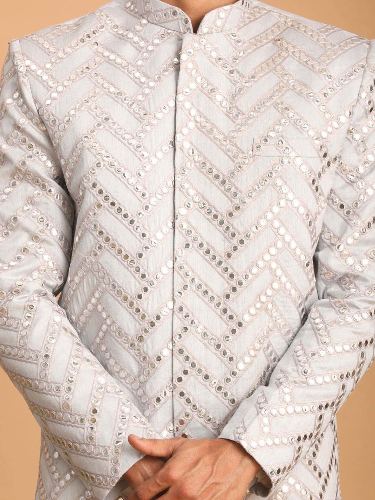 Benstoke Black & Maroon Regular Fit Sherwani Set