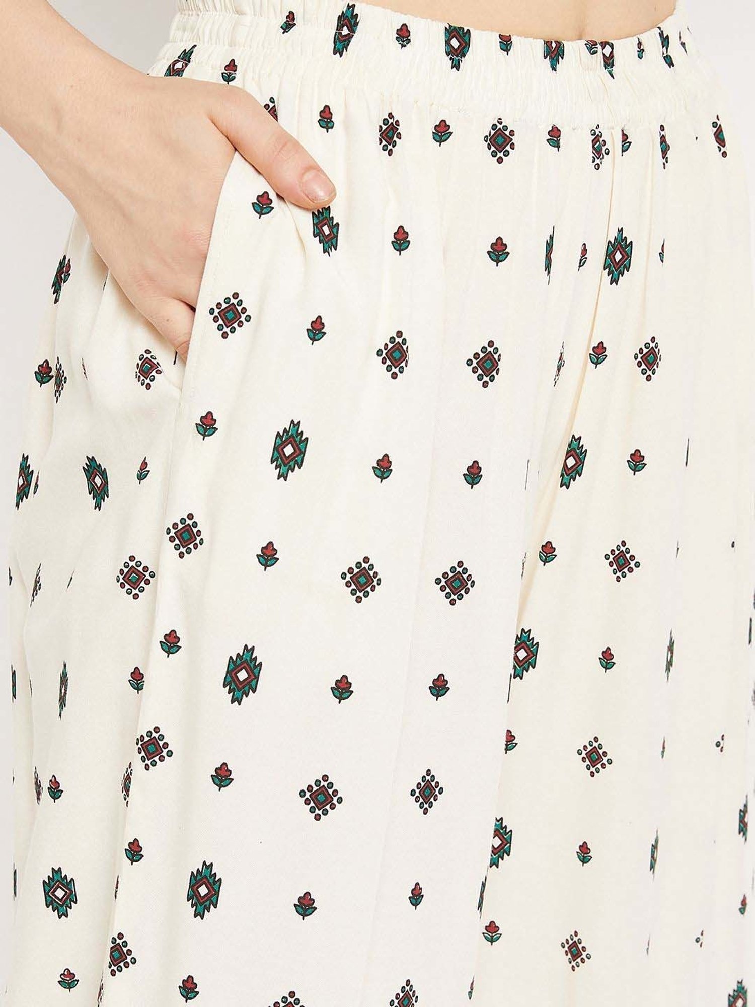 Castle Off-White Printed Palazzos