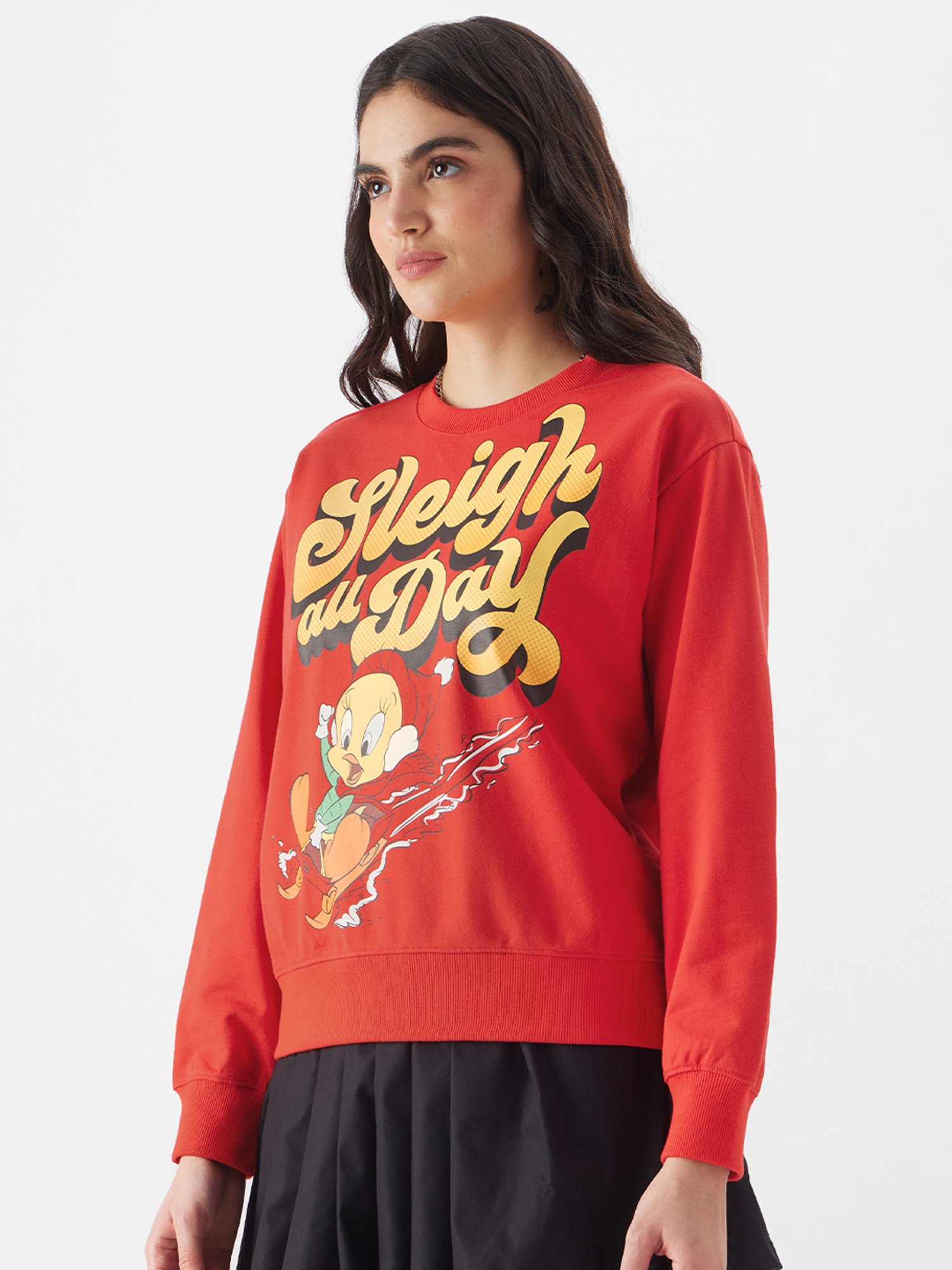 The Souled Store Red Cotton Printed Sweatshirt