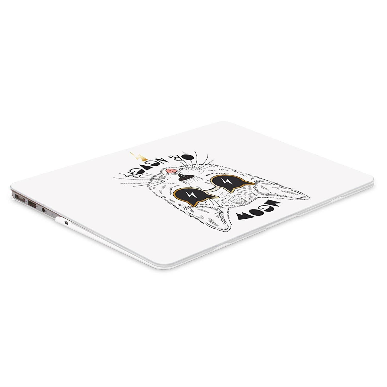 DWON MacBook Air 13 Inch Case with Keyboard Cover and Dust Plug for Apple MacBook Air 13 Inch Sleeve Model A1369 and A1466 - Cool Cat