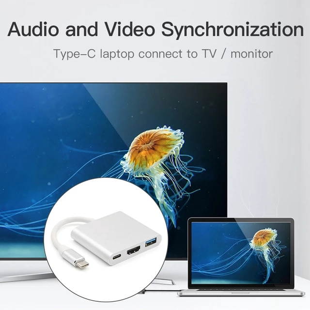 USB C HDMI-compatible Type c HDMI-compatible mac 3.1 Converter Adapter Typec to HDMI-compatible/USB 3.0/Type-C For Apple MacBOOK