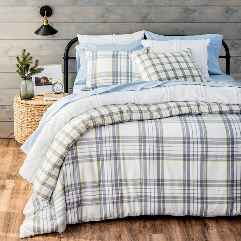 Queen Merrick Printed Flannel Duvet Cover Set - Martha Stewart
