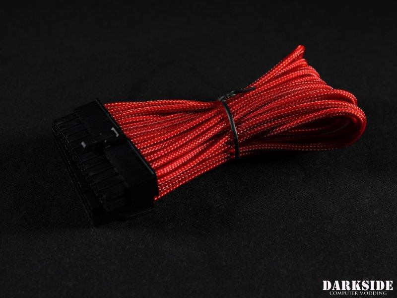 Darkside 24-Pin ITX 7" (20cm) HSL Single Braid Extension Cable - Red (DS-0636)