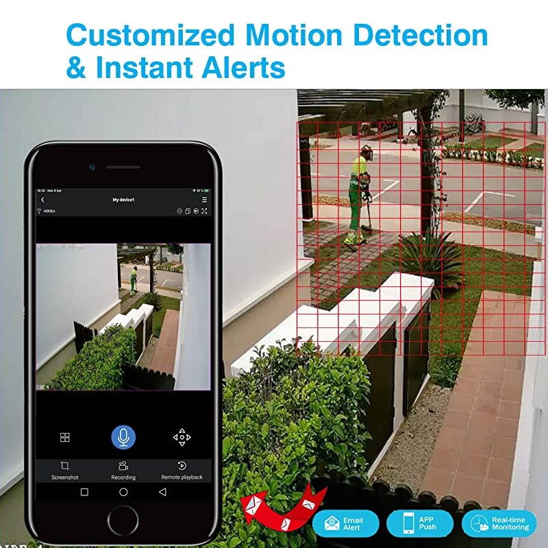 Audio Recording?  1080P Full HD Outdoor Security Camera System Wireless,8CH NVR Kit with 1TB HDD and 6PCS 2.0MP Outdoor Indoor Bullet IP Cameras with PIR Sensor,Auto-Pair,Plug and Play