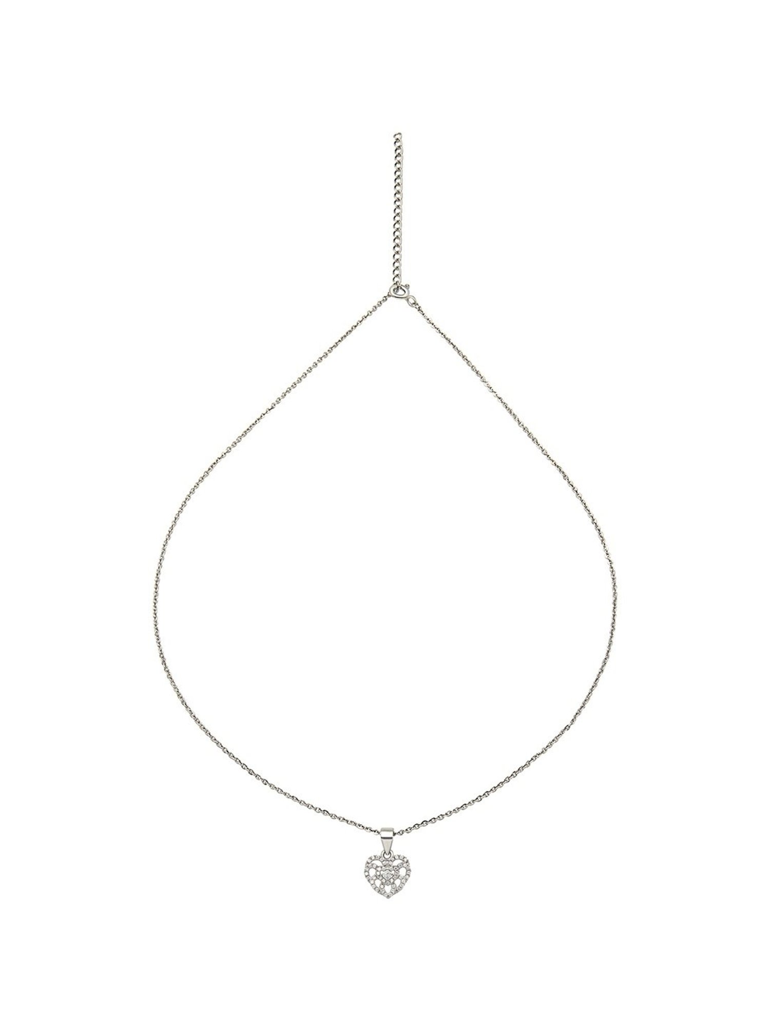 Silberry 92.5 Sterling Silver Heartfelt Pendant with Chain