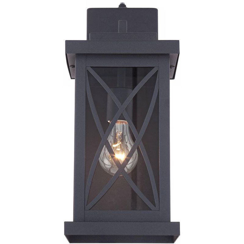 John Timberland Outdoor Wall Light Fixture Black 15" Clear Glass Security Dusk To Dawn for Exterior House Porch Patio