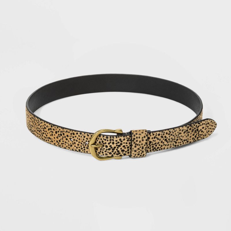 Women's Leopard Print Faux Hair Belt - Universal Thread™ Brown 2X