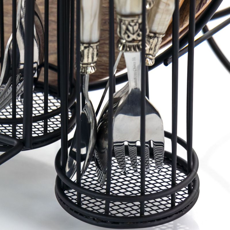 Gibson Home Central Park 11.8 Inch Iron Utensil Caddy in Black