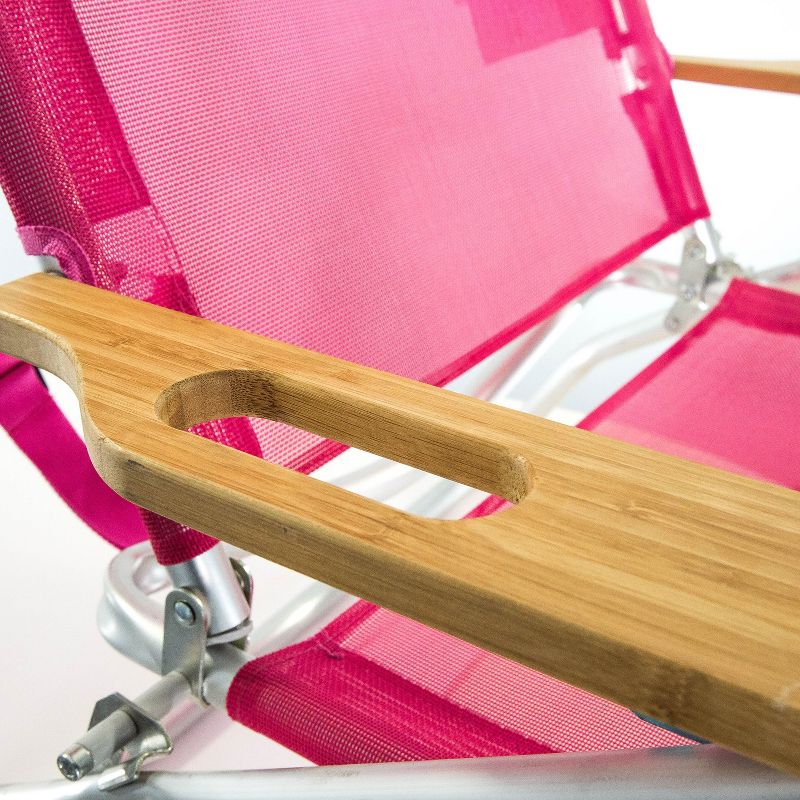 Ostrich 3-N-1 Lightweight Comfortable Aluminum Multi-Position Relaxing Reclining Beach Chair, Pink (2 Pack)