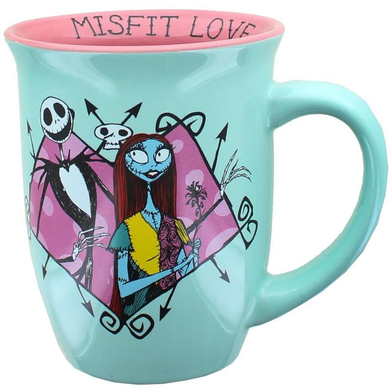 Silver Buffalo Nightmare Before Christmas Jack and Sally 16oz Wide Rim Ceramic Mug