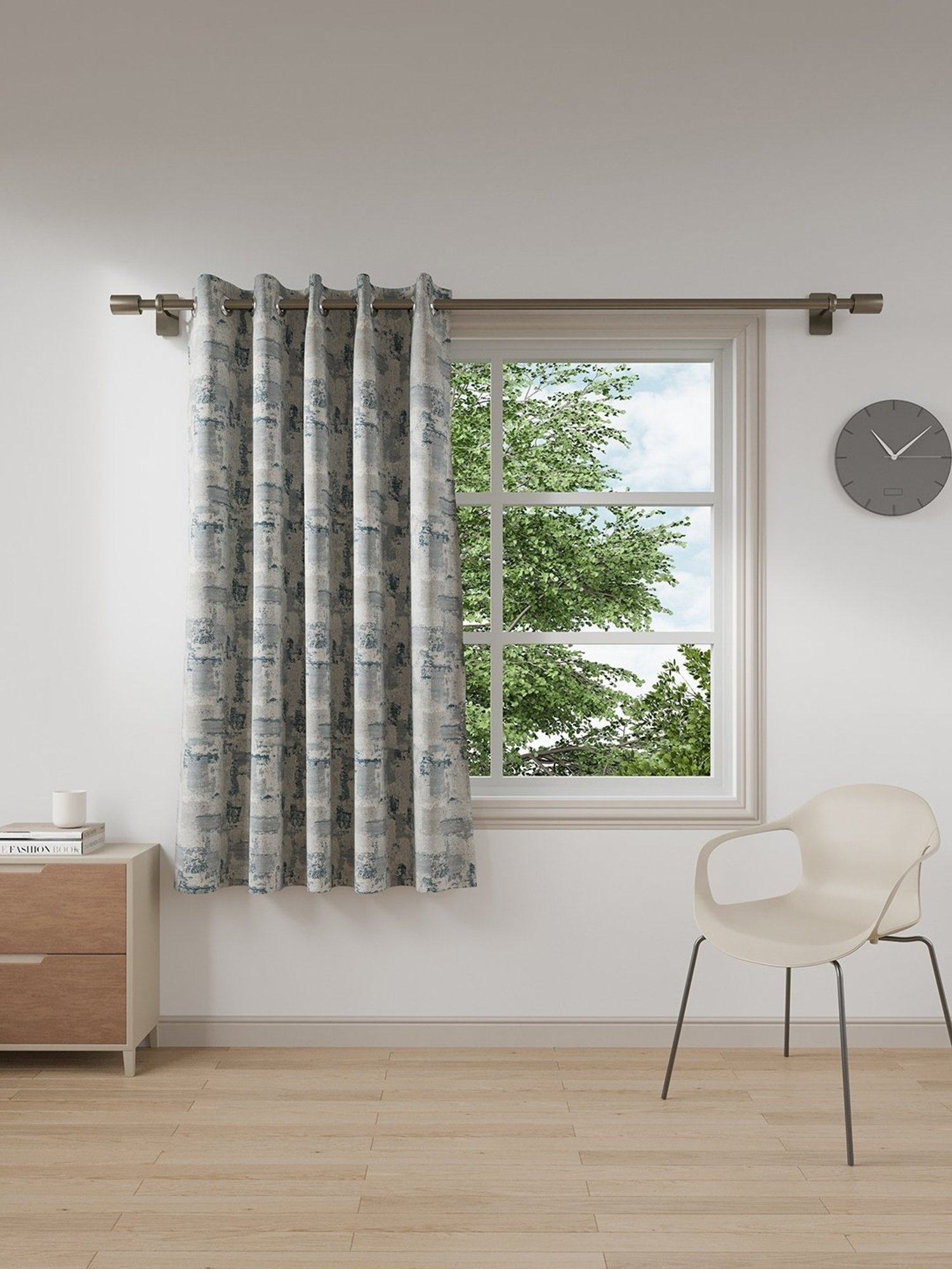 DDecor Abstract Grey Polyester 5 ft Window Curtain