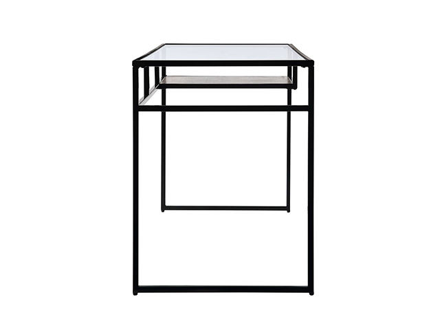 Metal & Glass Top Desk, Home Office Writing Desk, Makeup Table Desk Vanity for Home Decor,Blue,GT116