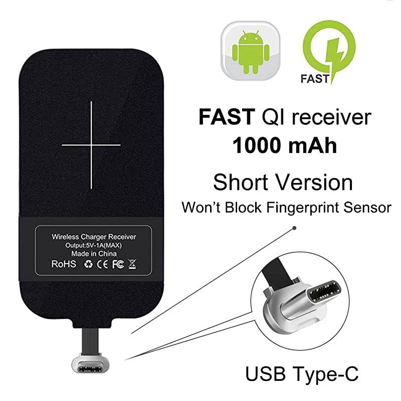 Short Version Type C Wireless Charging Receiver  Magic Tag USB C Qi Wireless Charger Receiver Chip for Google Pixe23aNexus 6P and Other USBC Phones