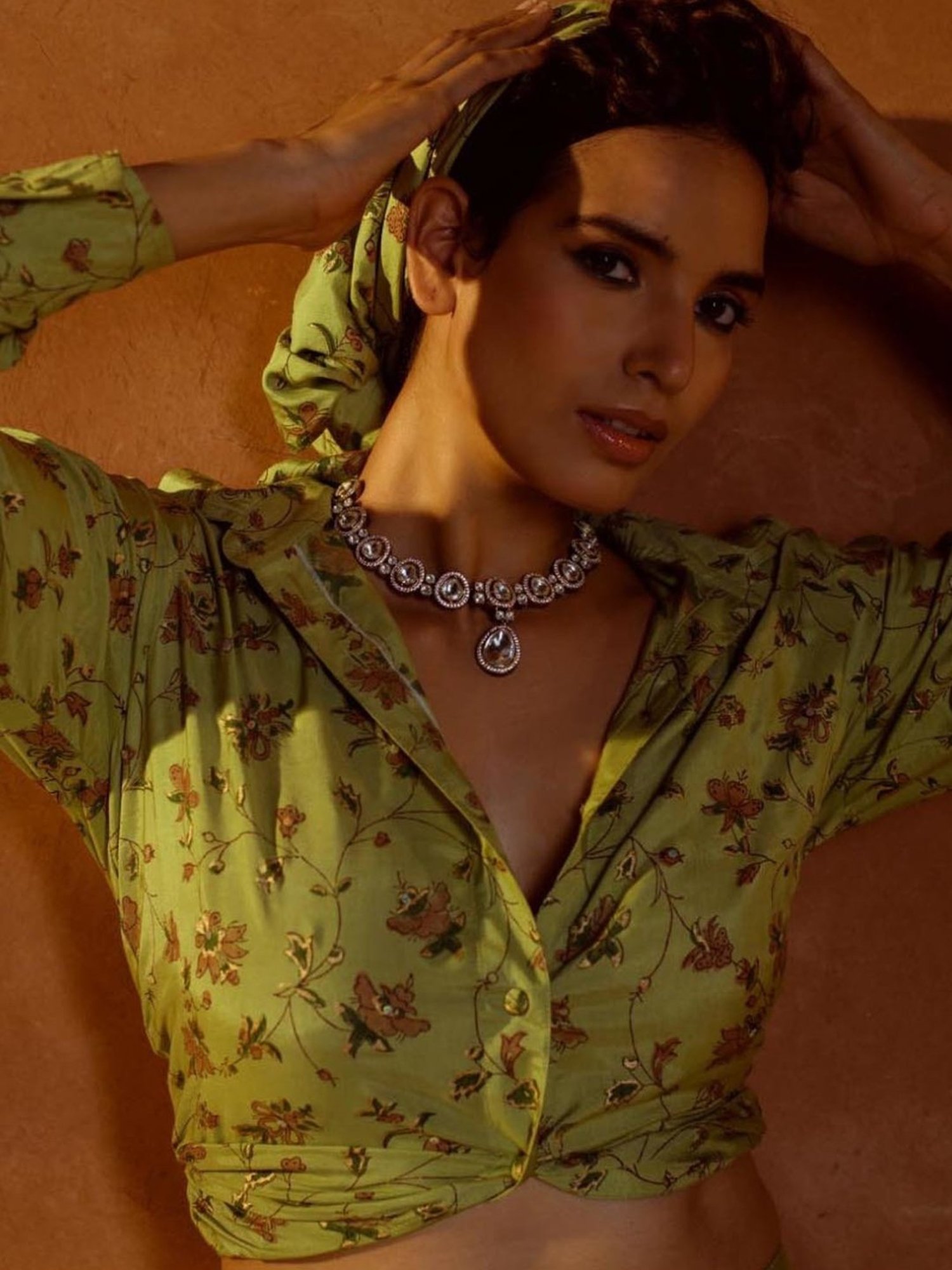 Prakriti Jaipur Green Aarya Jaal Shirt