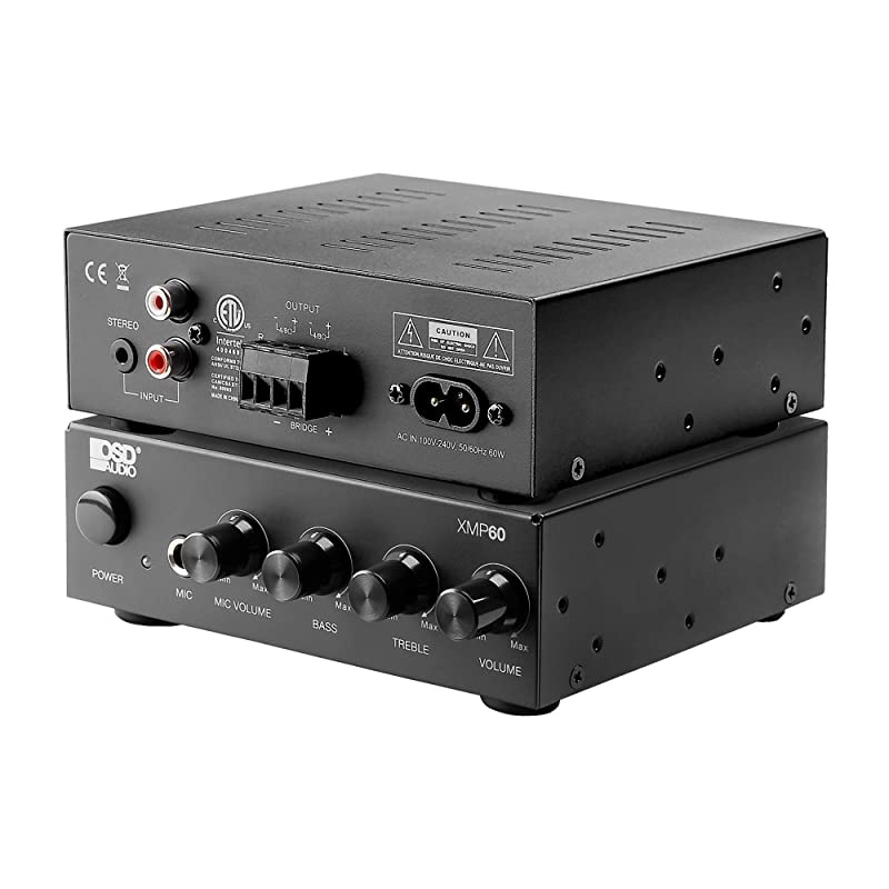 60W Stereo Amplifier w/Microphone - Class D, XMP60
