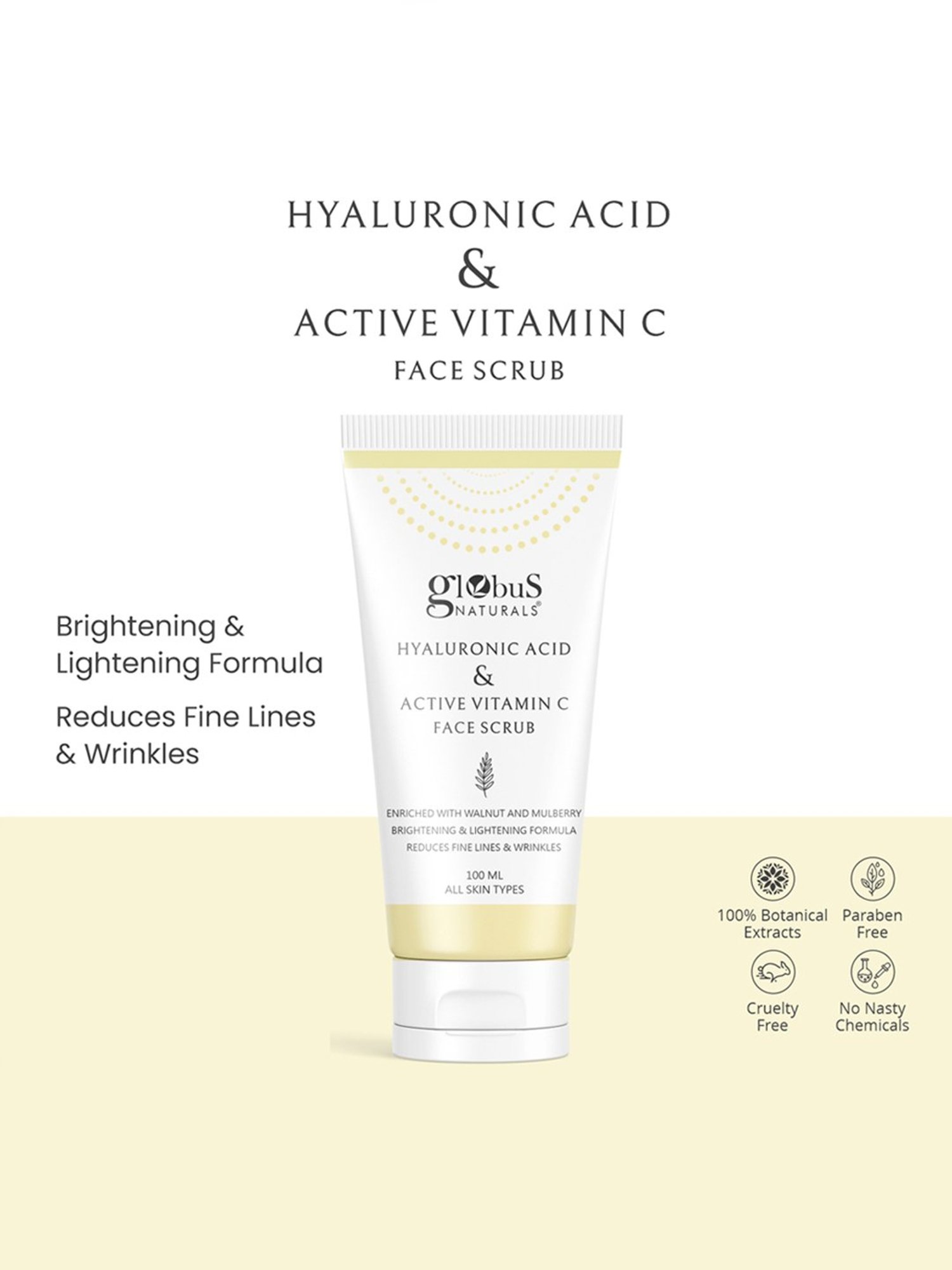 Globus Naturals Hyaluronic Acid & Active Vitamin C Face Scrub - Pack of 3