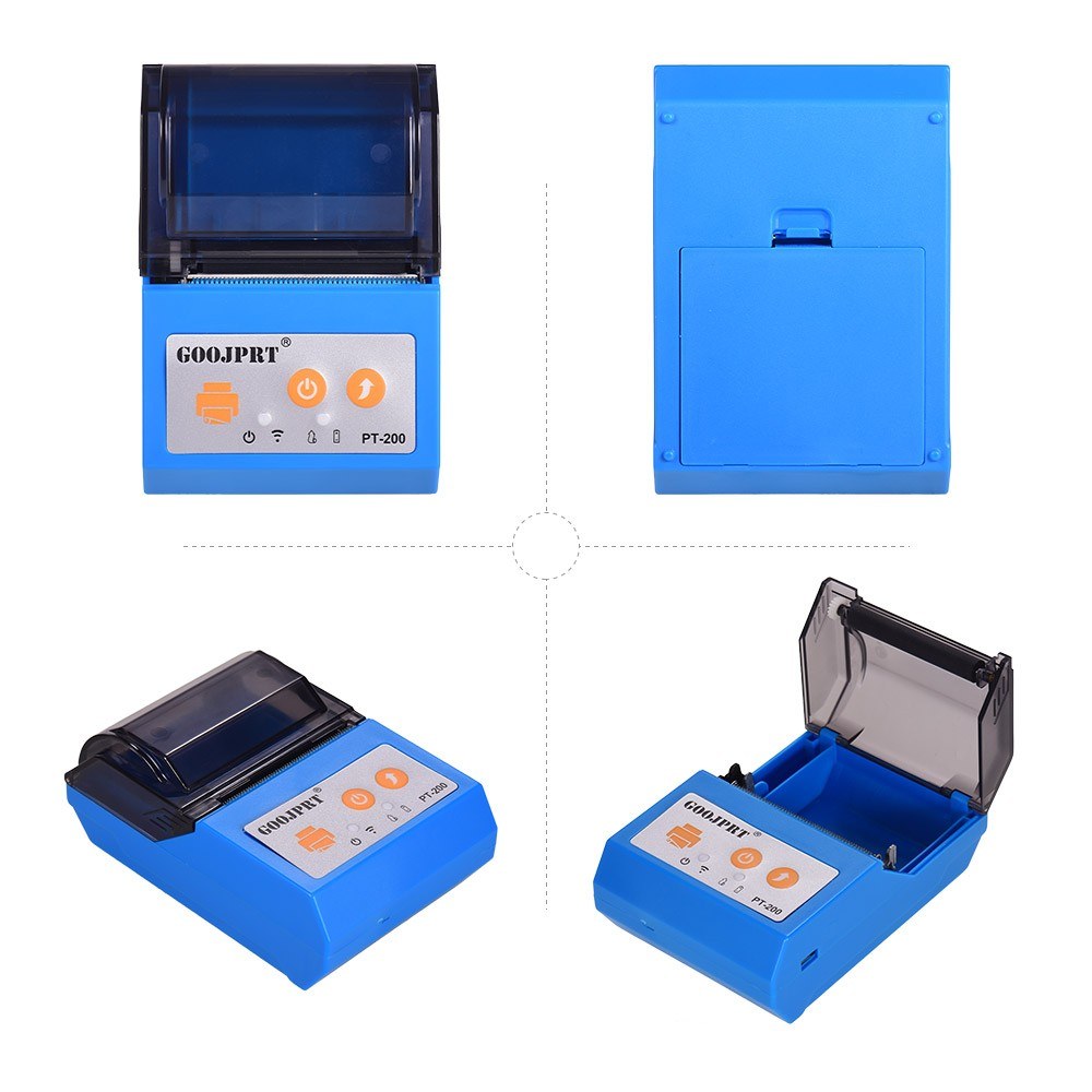 PT200 Portable Wireless BT 58mm Receipt Thermal Printer Mini Personal Bill Printer Compatible with ESC/POS Print Commands Set for iOS Android Windows for Restaurant Supermarket Retail Store Business