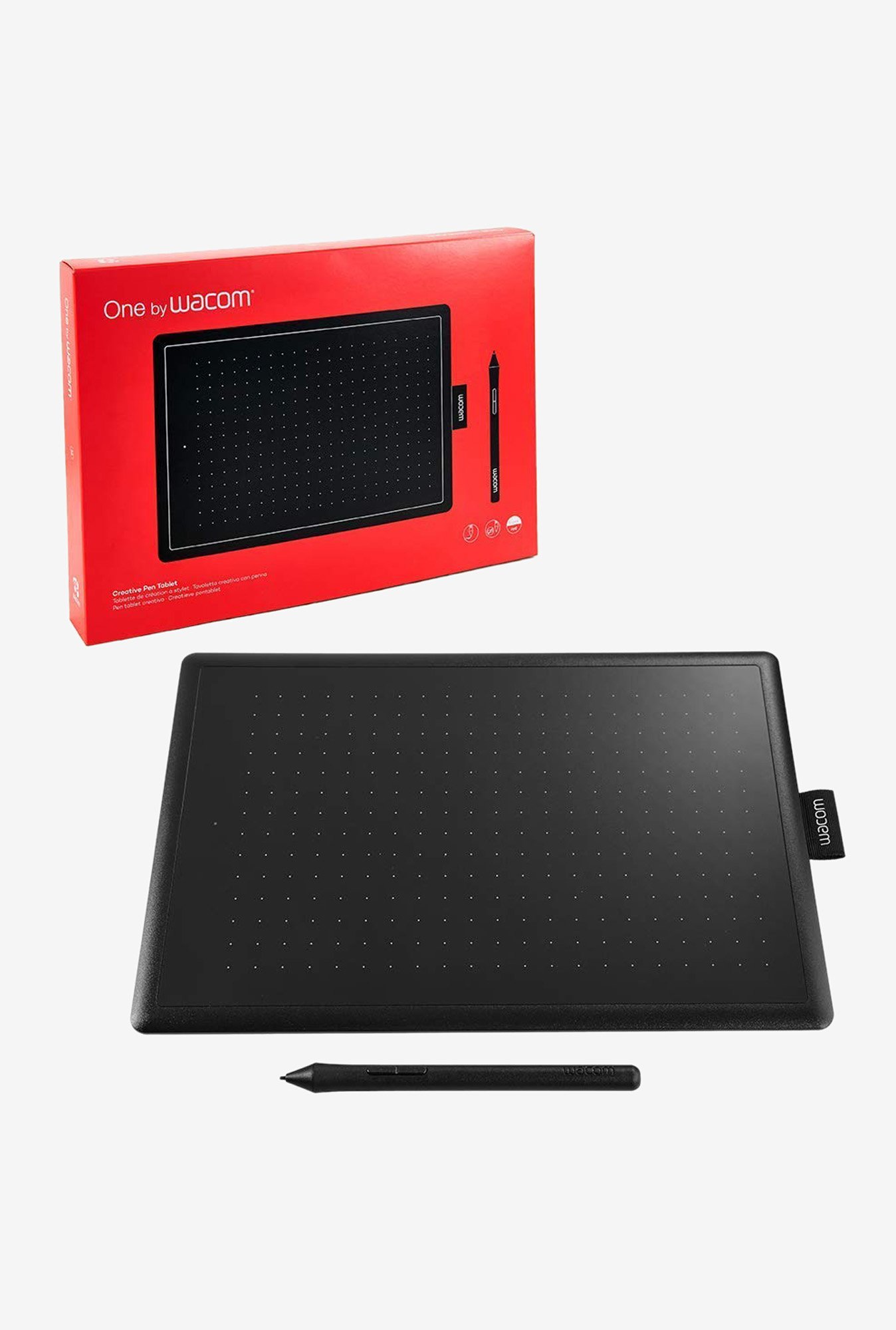 Wacom One By CTl-472K0-CX 6 x 3.7 inch Graphics Tablet (BlackRed)