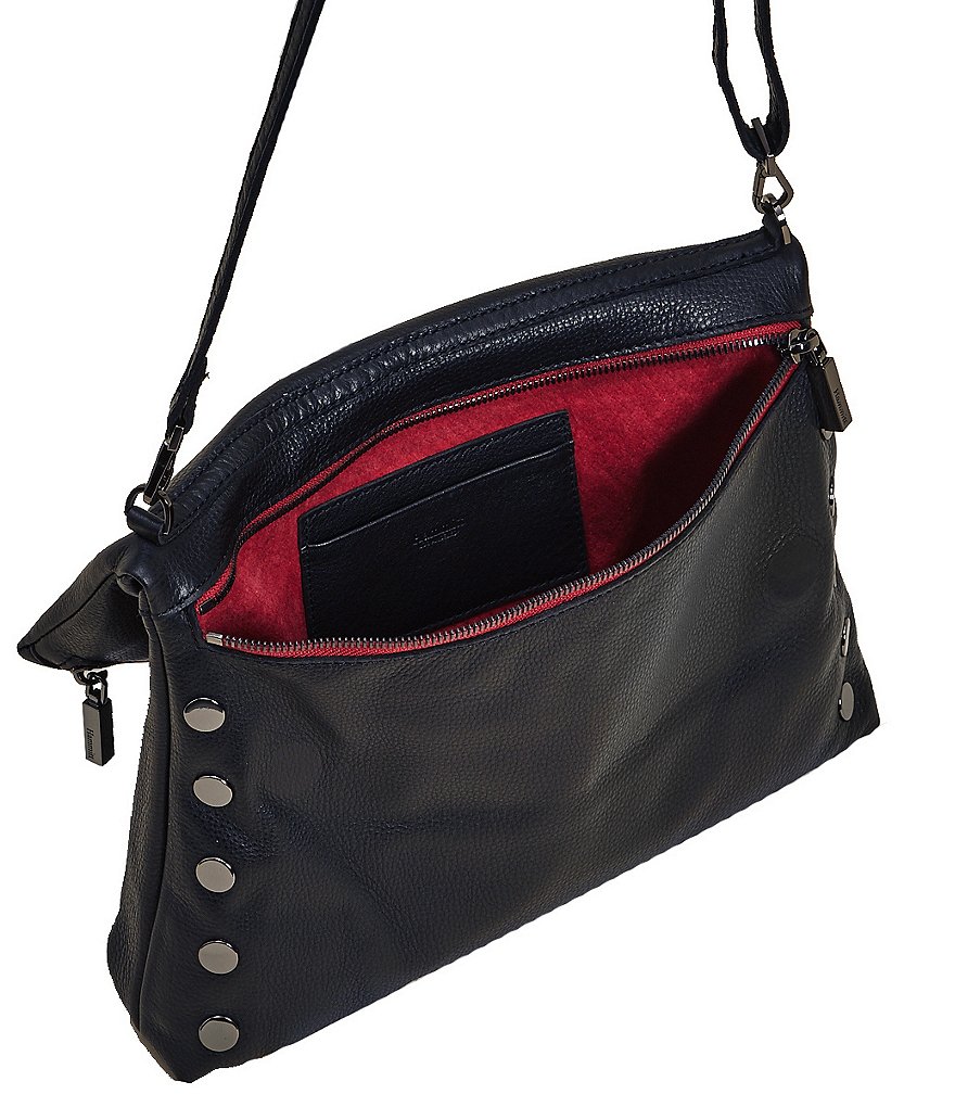 Hammitt VIP Fold Over Large Studded Leather Zip Flap Crossbody Bag