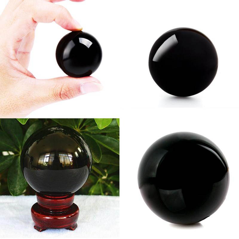 50mm Asian Rare Black Obsidian Sphere Large Crystal Ball Healing Stone