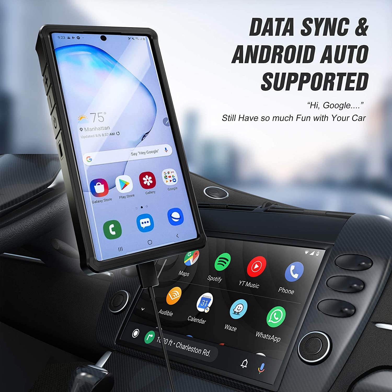 ZEROLEMON Galaxy Note 10 Plus Battery Case 10000mAh, Fast Charging & Qi Wireless & Android Auto & Samsung Dex Supported, ZeroShock Extended Battery Charger Protective Case for Galaxy Note 10+ Black